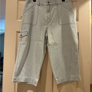 Chico's Pinstripe Cargo Shorts Classic Utilitarian Style